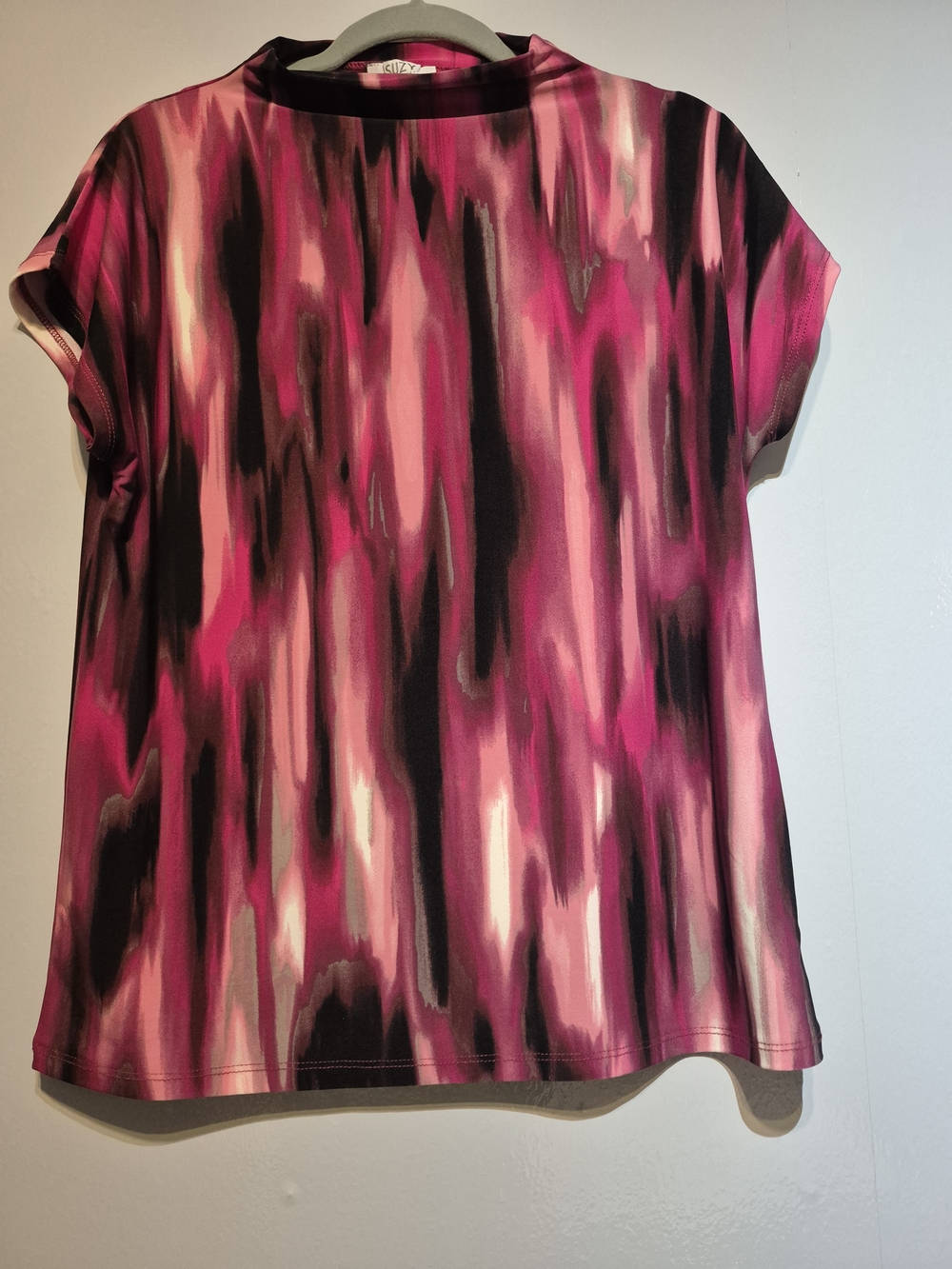 Women's Pink Abstract Short Sleeve Tunic Top